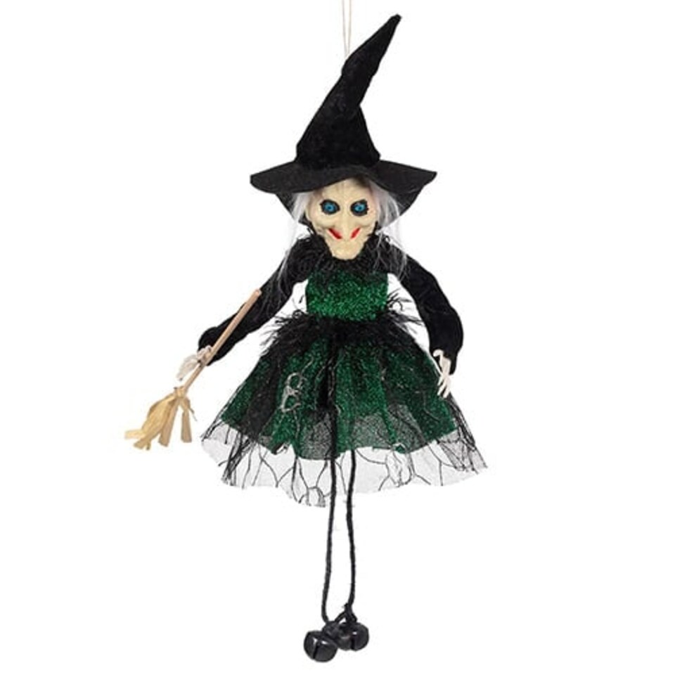 Green Wicked Witch Hanging Halloween Prop Decoration 15cm