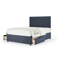 Majestic 1000 Pocket Sprung Midnight Linen 2 Drawer Divan Set And Valencia Headboard King Size