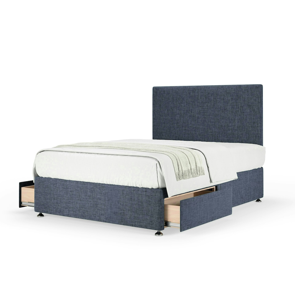 image 1 of Majestic 1000 Pocket Sprung Midnight Linen 2 Drawer Divan Set And Valencia Headboard King Size