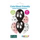 image 2 of Cute Ghost Happy Halloween Black and Pink Latex Balloons 33cm / 13 in - Pack of 6