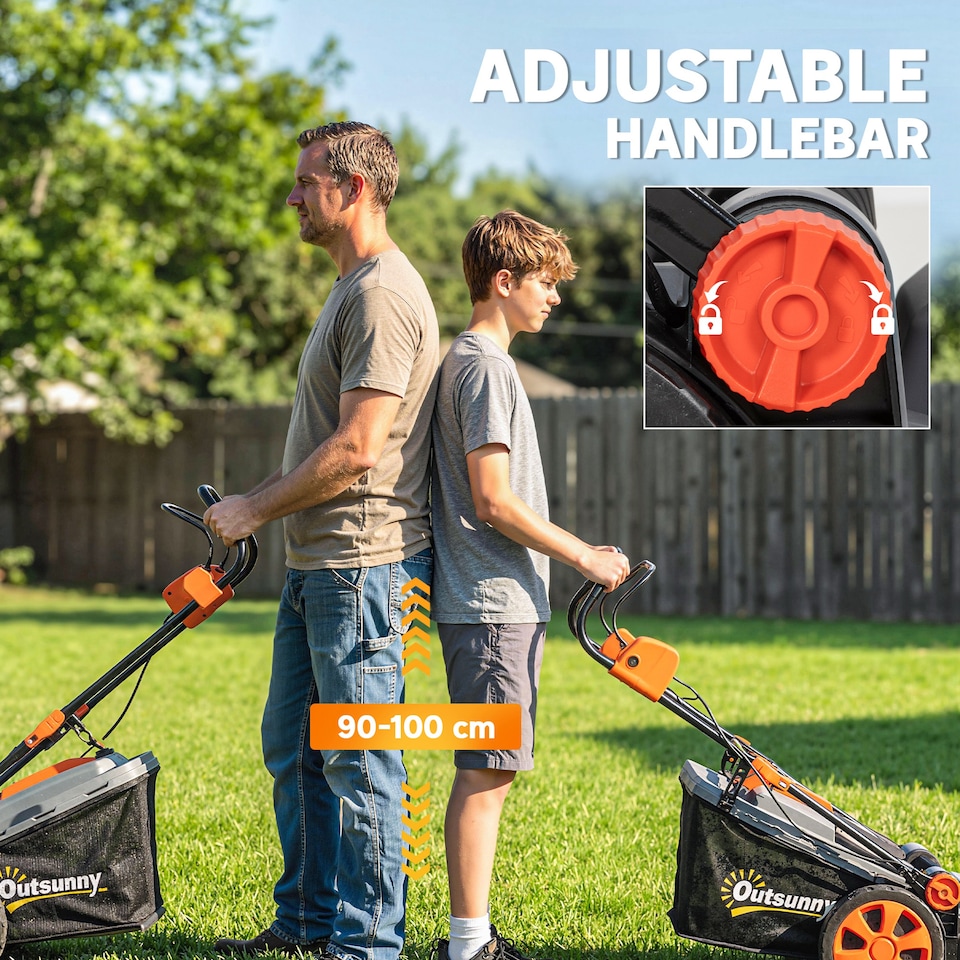 image 1 of Outsunny 1800W Electric Lawnmower with 40cm Cutting Width, Mulching Feature | Grey | Light Grey | 123L x 45W x 102H cm