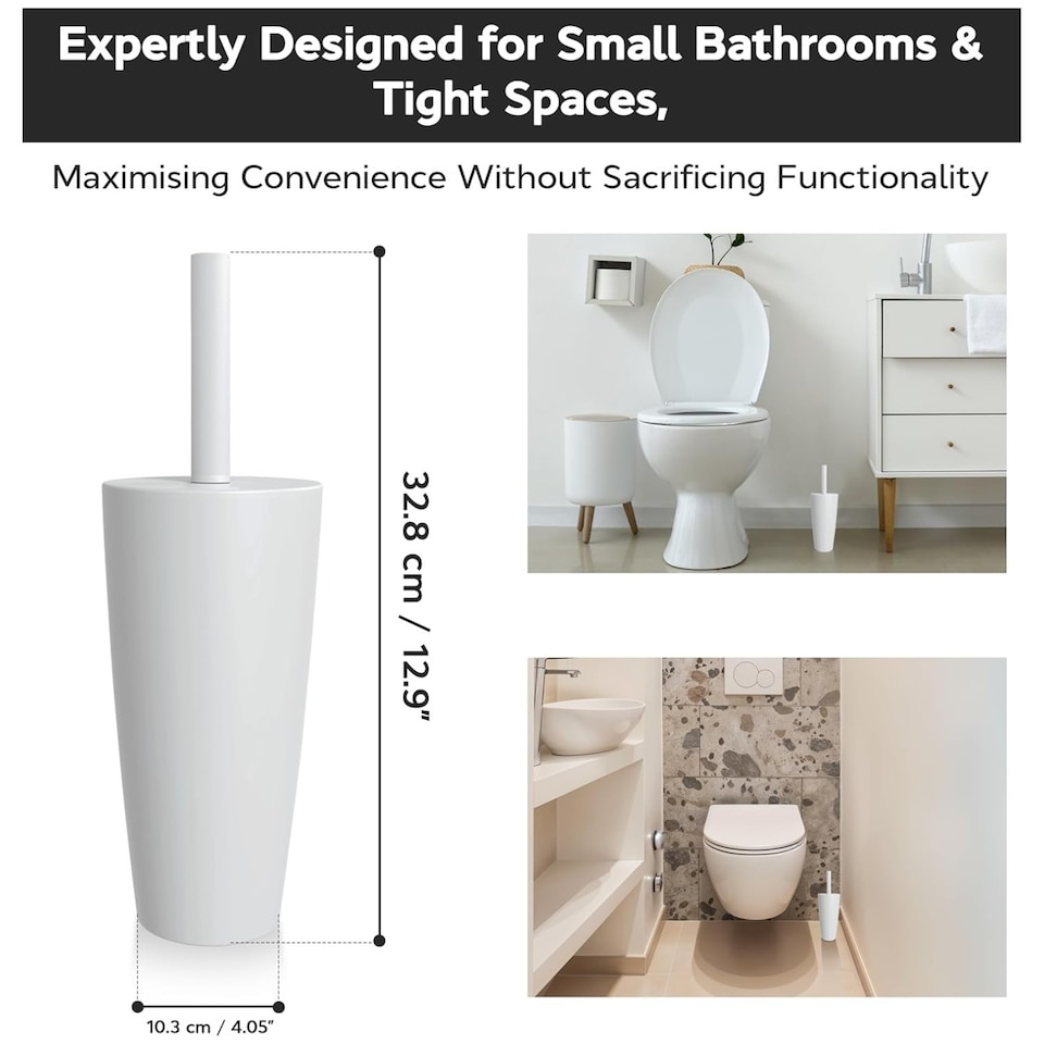 image 1 of Blue Canyon BodanToilet Brush with Ventilated Holder and 12L Compact Swing Lid Waste Bin White