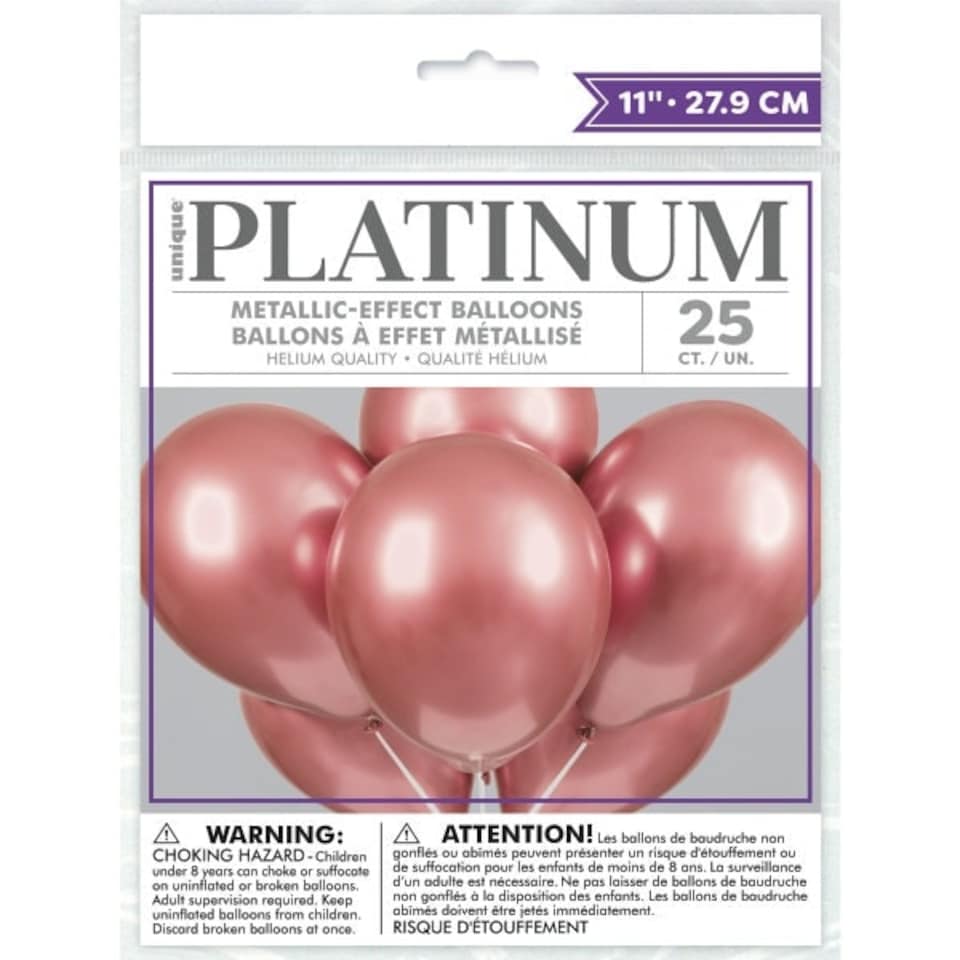 image 1 of Pack of 25 Rose Gold Platinum 11" Latex Balloons
