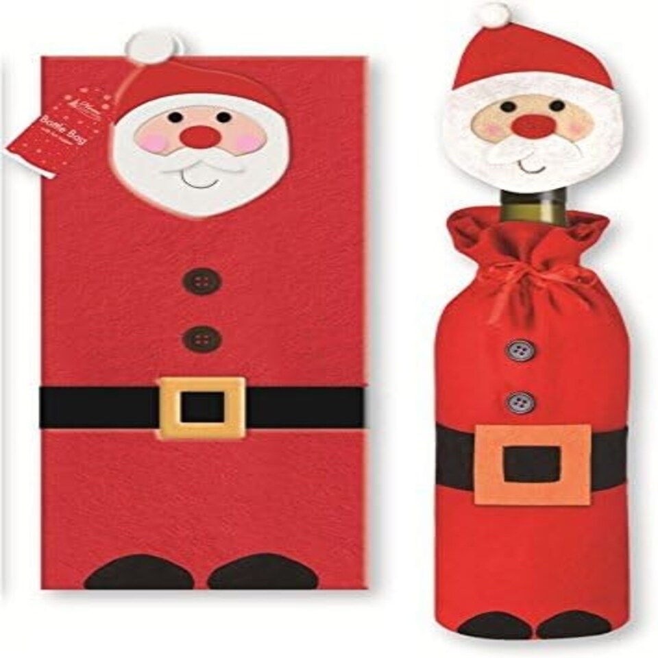 Cute Novelty Felt Christmas Wine Bottle Gift Bag Tesco Groceries