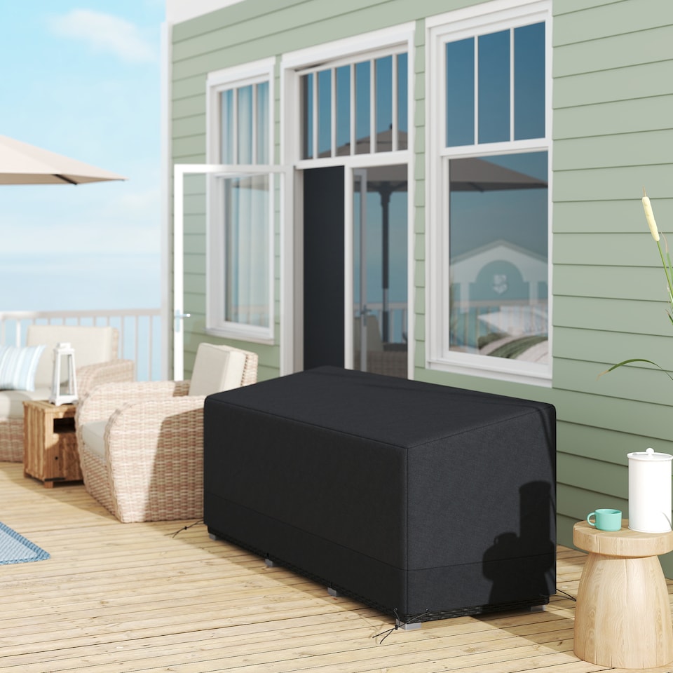 image 1 of Outsunny 190x72x76cm Rectangular Patio Furniture Cover for Chairs Black | Black | Black | 190.5cm x 72cm x 76cm