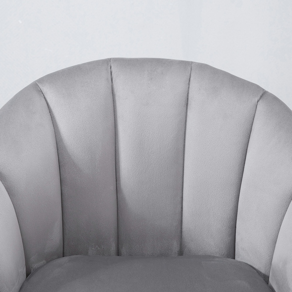 image 1 of HOMCOM Velvet Fabric Single Sofa Accent Chair Solid Wood Leg Upholstered Grey