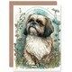 image 1 of Shih Tzu Dog Wildflowers Modern Art Nouveau Art Card