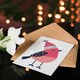 image 4 of Robin Bird With Winter Hat Pink Blue Modern Blank For Him Or Her Art Christmas Card