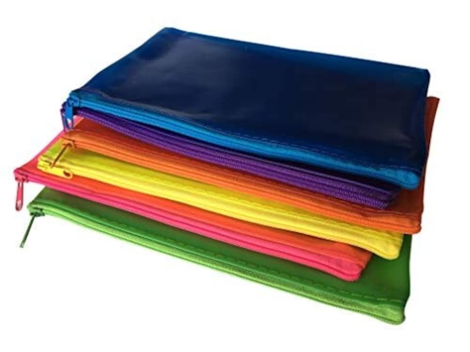 image 1 of 8x5" Frosted Pink Pencil Case - See Through Exam Clear Translucent