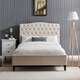 image 3 of 3ft Single Fabric upholstered, natural beige,buttoned back,curved bed frame,bedstead
