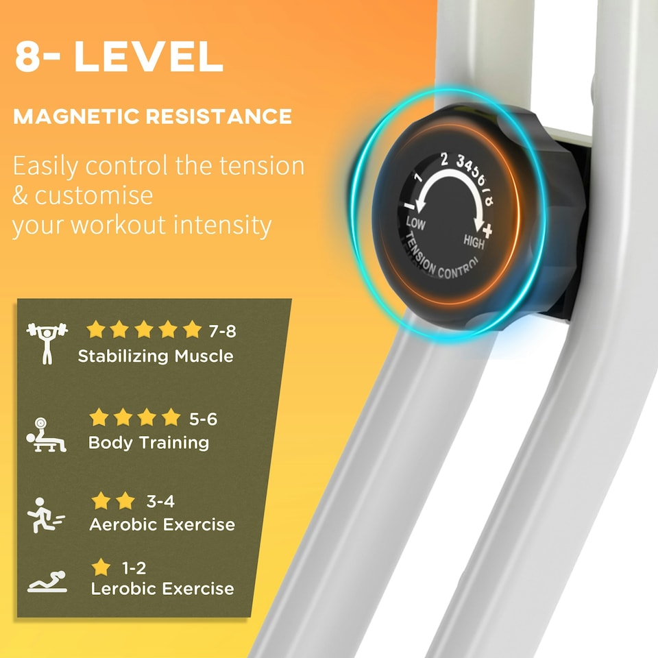 image 1 of HOMCOM Magnetic Resistance Exercise Bike Foldable LCD Adjustable Seat Grey