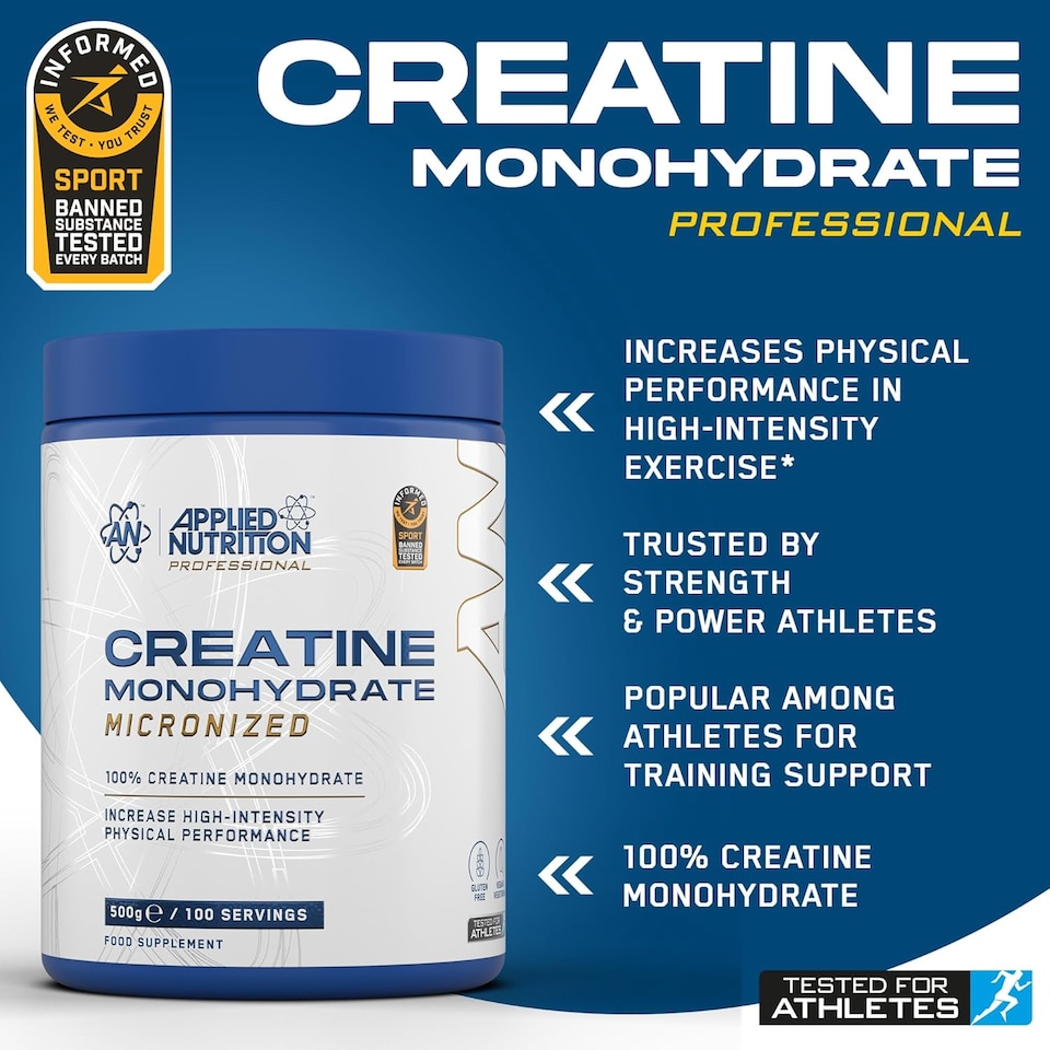image 1 of Applied Nutrition Creatine Monohydrate Powder - Unflavoured - 100 Servings