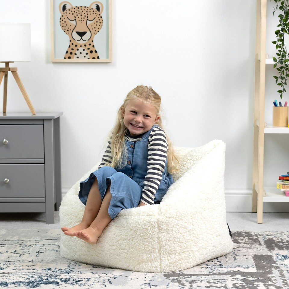 image 1 of icon Kids Teddy Bear Armchair Bean Bag Natural Childrens Bean Bags Cream