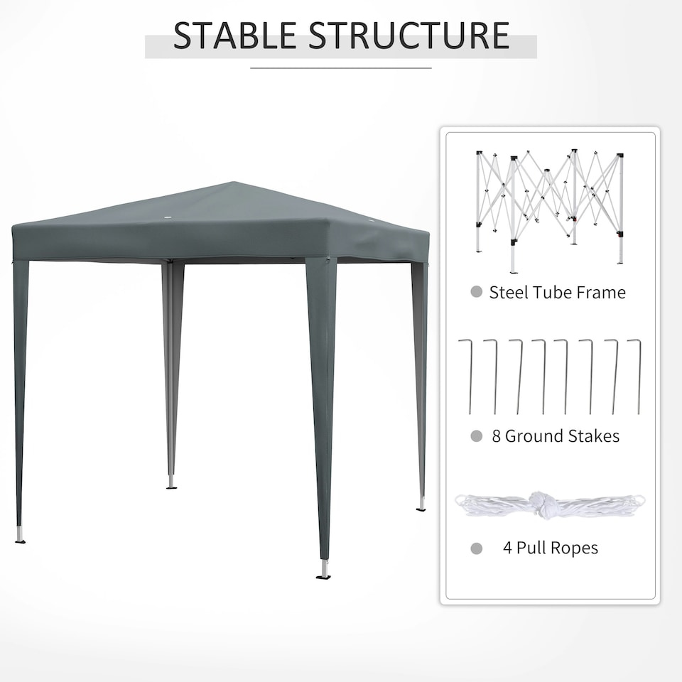 image 1 of Outsunny 2mx2m Pop Up Gazebo Party Tent Canopy Marquee with Storage Bag Grey