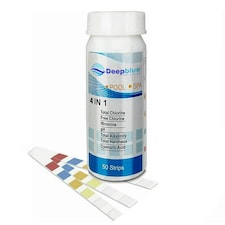 Deep Blue Pro - 4-Way Chlorine/Bromine Test Strips 50 Strips Chlorine Bromine PH TA