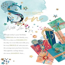 Words 'n' Wishes Traditional Son Birthday Card, Birthday Card for Son, Multi-Coloured, 23.5 x 16.5 cms