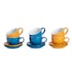 image 1 of Argon Tableware 12 Piece Coloured Cappuccino Cup & Saucer Set - 250ml - Blue/Yellow