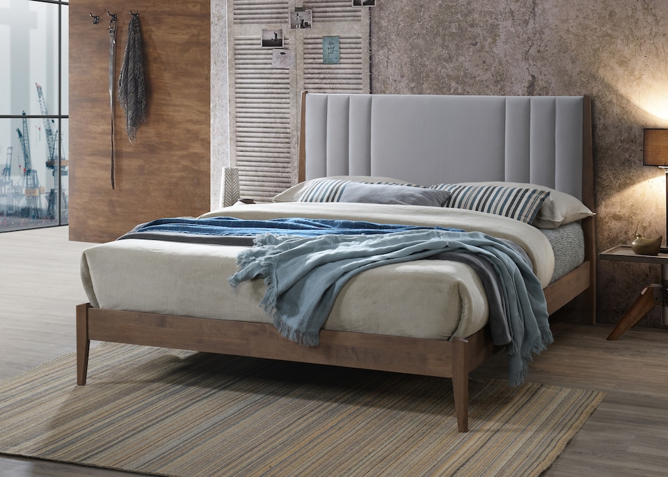 image 1 of 5ft King Size Light Grey Soft Velvet Fabric Upholstered and Wood Bed Frame Bedstead | Grey | Light Grey | King