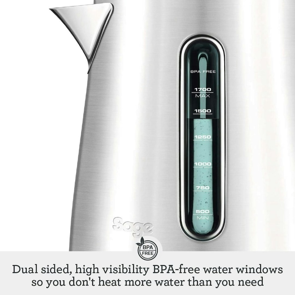 image 1 of Sage The Soft Top Luxe Quiet Electric Kettle, Fast Boil, Opens Softly, Elegant Design - 1.7 L Capacity, Cordless, 2400 W - Sea Salt