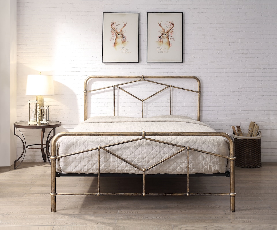 image 1 of Axton Double 4ft 6 Antique Bronze Metal Bed Frame | Bronze | Hand painted antique bronze finish | Double