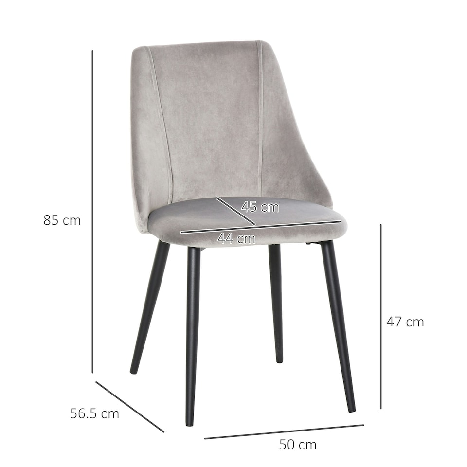 image 1 of HOMCOM High Back Dining Chairs Velvet-Touch Accent Chairs with Metal Legs