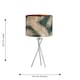 image 7 of Set of 2 Tropica - Chrome Tripod Lamps with Dark Green and Gold Shades | Chrome | Polished chrome plate and dark green fabric and gold embossed foil | 2