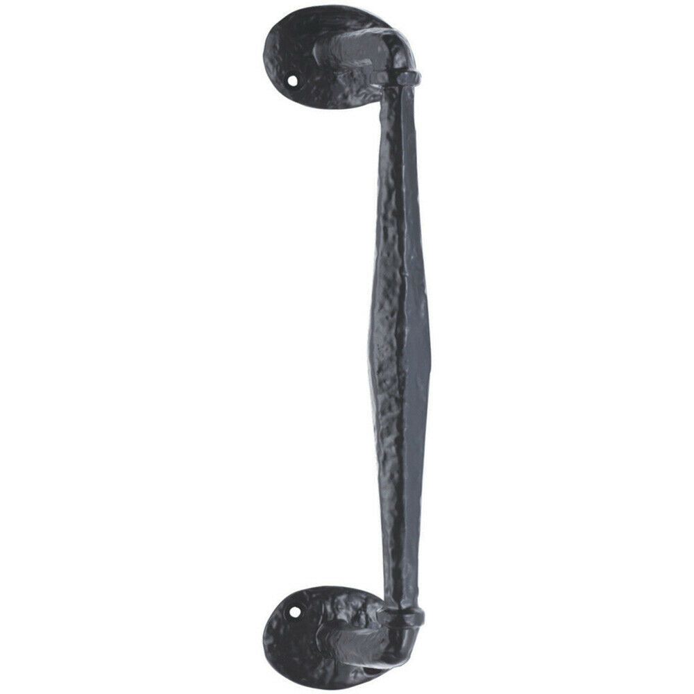 Loops Offset Traditional Forged Pull Handle 263.5 x 67mm Black Antique Door Handle