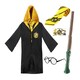 image 1 of Harry Potter Costume - Hufflepuff Cloak, Tie, Tattoos, Glasses & Wand | Multi | S