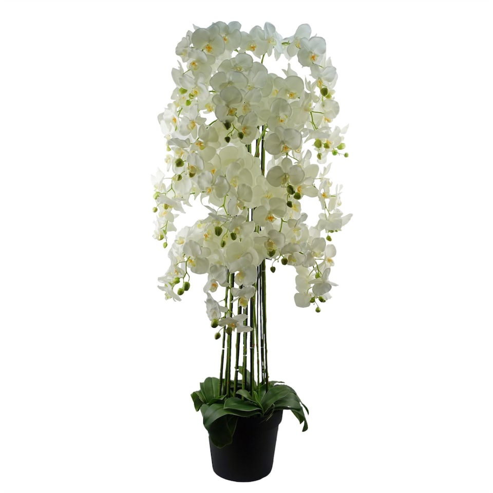 image 1 of Giant White Orchid Plant Artificial 189 flowers REAL TOUCH Botanik