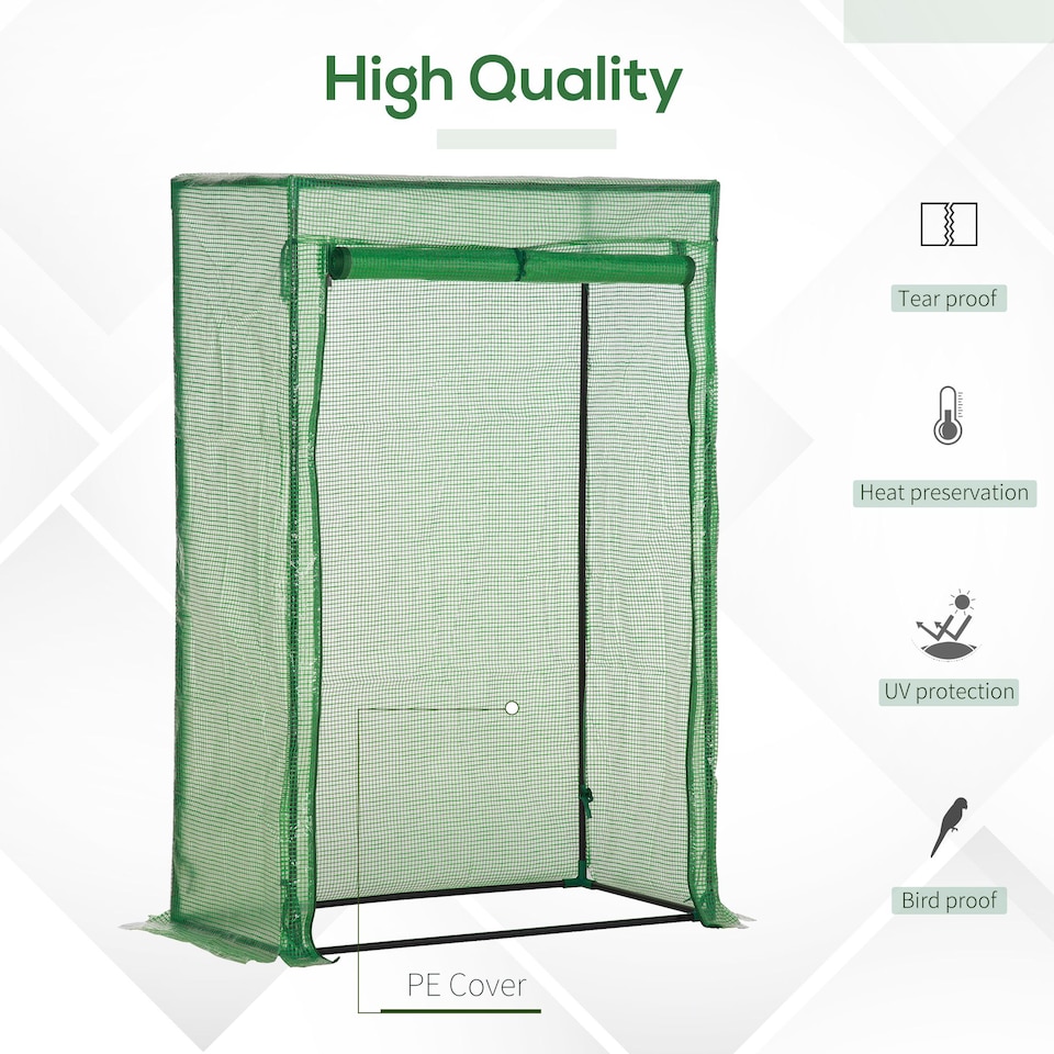 image 1 of Outsunny 100 x 50 x 150cm Greenhouse w/ Zipper Roll-up Door Outdoor Green | Green