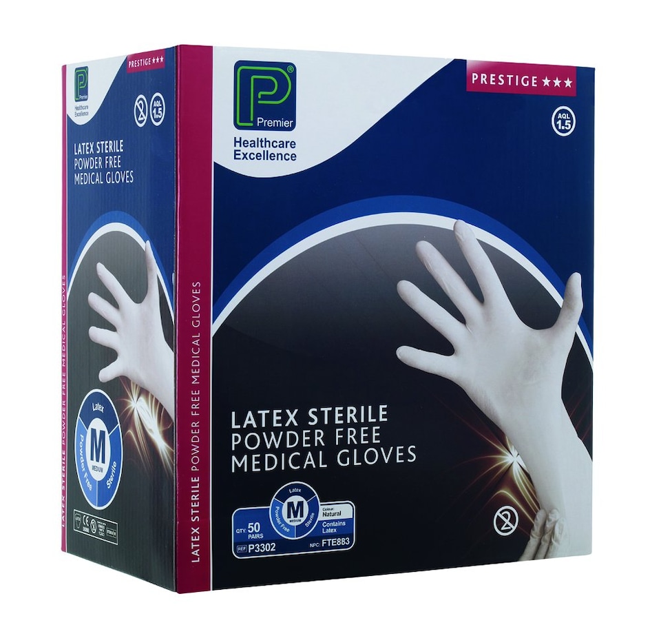 Premier Sterile Latex Exam Gloves Small Natural Box of 50 Pairs