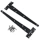 image 2 of 10in / 250mm Heavy Duty T Tee Hinges For Shed + Garden Gates Black Finish 4pc Black
