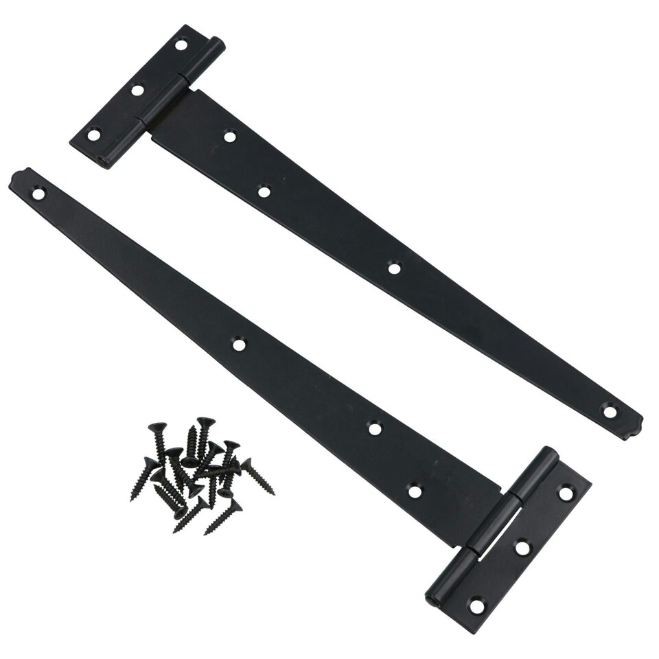 image 1 of 10in / 250mm Heavy Duty T Tee Hinges For Shed + Garden Gates Black Finish 4pc Black