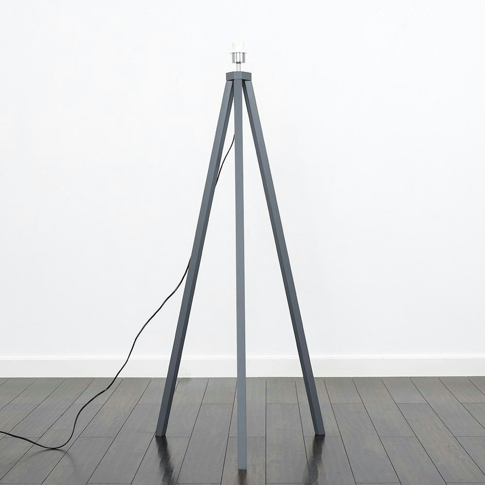 image 1 of ValueLights Modern Grey Wood Tripod Floor Lamp Base