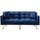 image 10 of Sofa Bed 2 Seater Blue Velvet Click Clack Sofa Settee Recliner Couch with Metal Legs 2 Pillows Blue