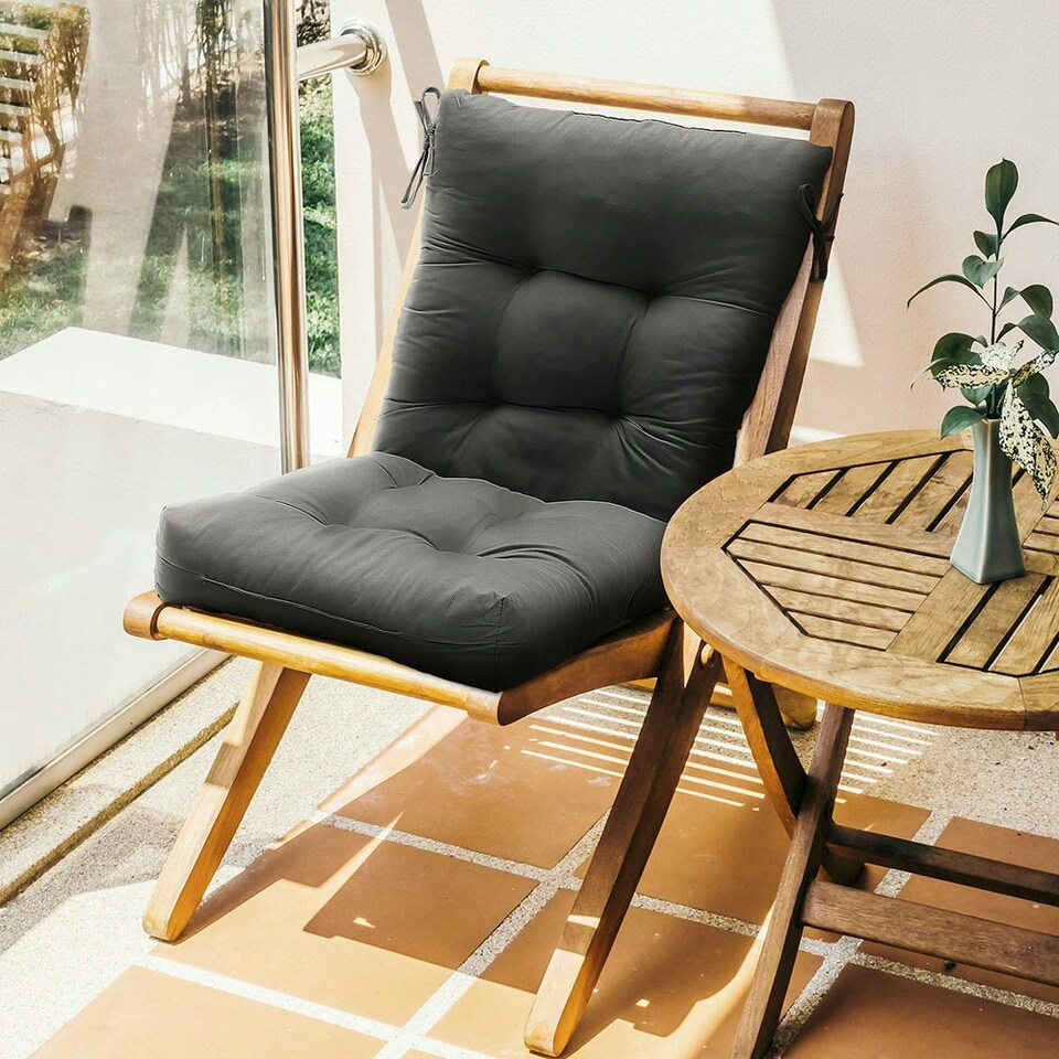 image 1 of Living and Home Lawn Chair Cushion Deep Seat for Indoor and Outdoor Furniture | Black
