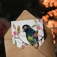 image 3 of Greeting Card Parrot Perched on Fruit Tree Branch Watercolour Birthday