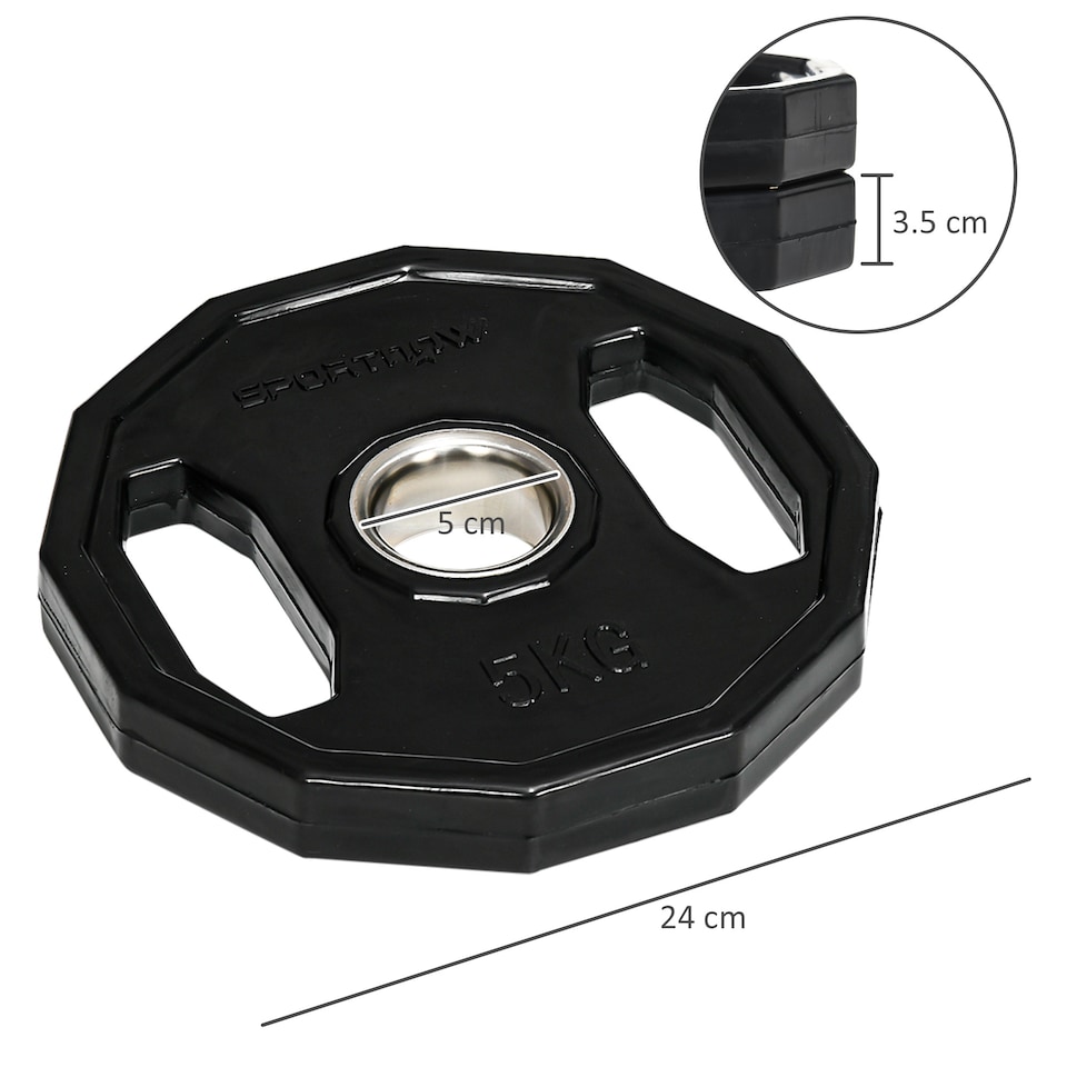 image 1 of SPORTNOW Olympic Weight Plates Set with 5cm Holes for Home Gym, 2 x 5kg