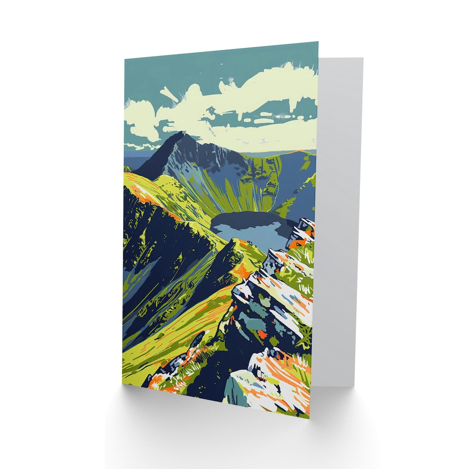 image 1 of Helvellyn Mountain Lake Hiking Landscape Vibrant Modern Greeting Card