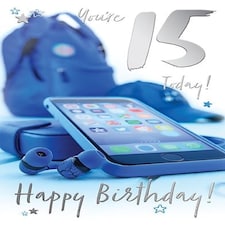 Words 'n' Wishes Age 15 Birthday Card for a Boy, Boys Birthday Card 15th Birthday, Multi-Coloured