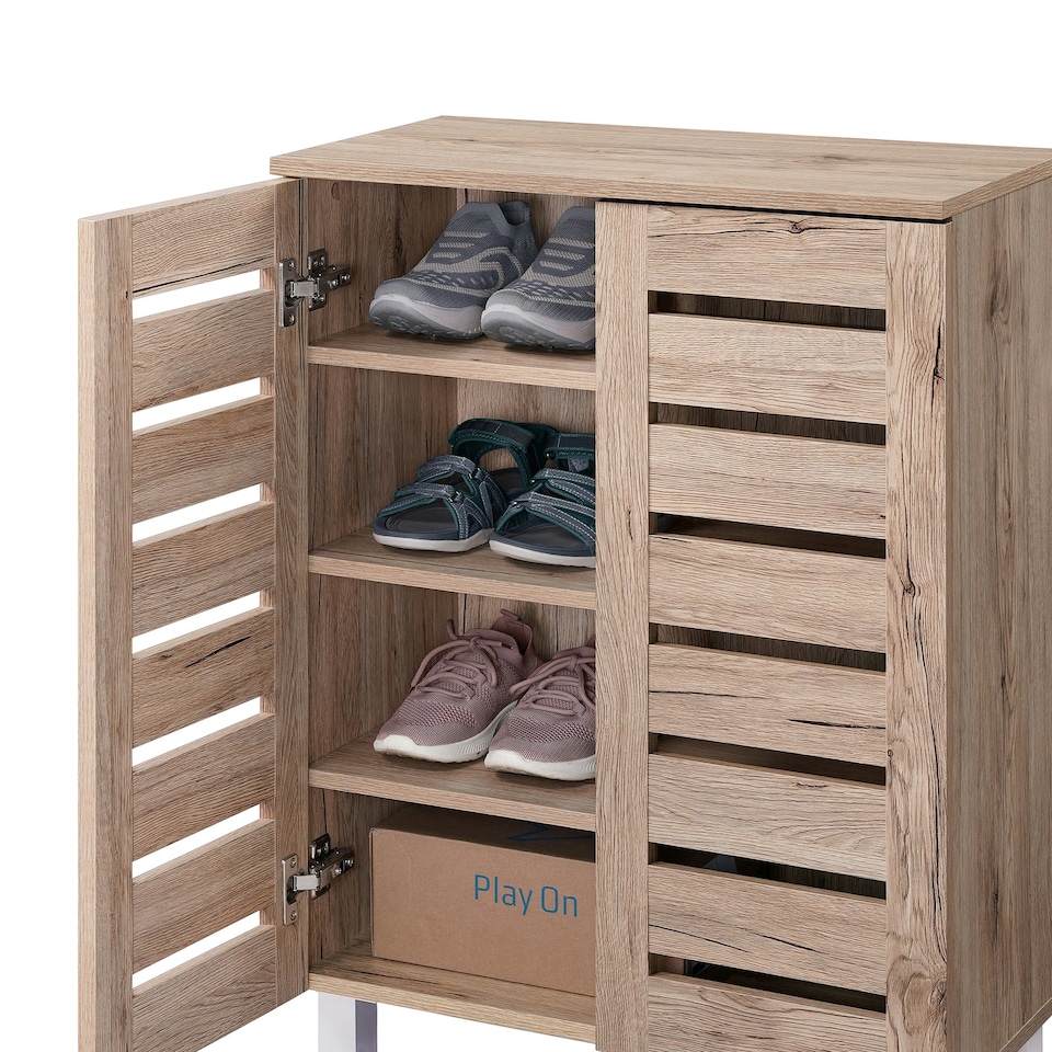 image 1 of Euston Modern 2 Door Shoe Storage Cabinet Brown
