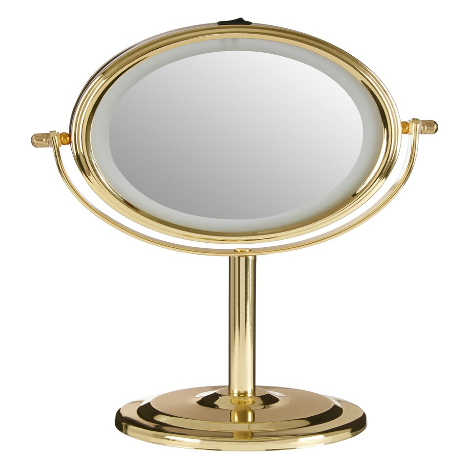 image 1 of Interiors By Premier Gold Iron Table Mirror, Durable 27x17cm Swivel Vanity Mirror, Modern Chrome Finis Gold