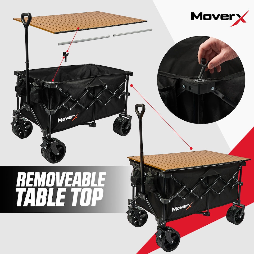 image 1 of MoverX 200L Folding Camping Table Trolley, Festival Wagon, Family Cart, Outdoor, Beach