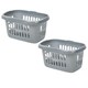 image 1 of 2 x Silver Plastic Laundry Utility Hipster Baskets For Transporting Washing Clothes Silver