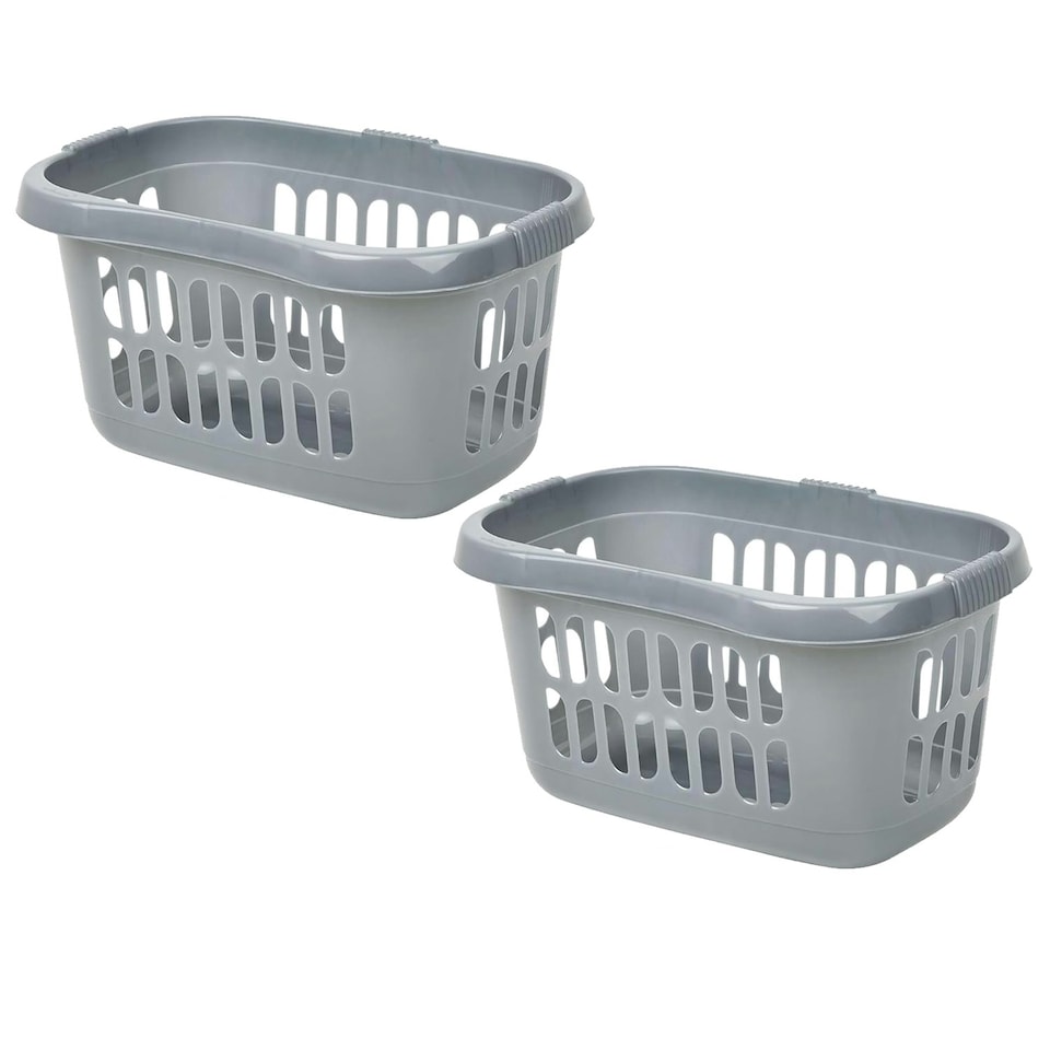 image 1 of 2 x Silver Plastic Laundry Utility Hipster Baskets For Transporting Washing Clothes Silver