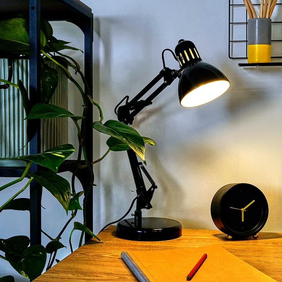image 1 of ValueLights Monda Gloss Black Table Lamp & Bulb | Black