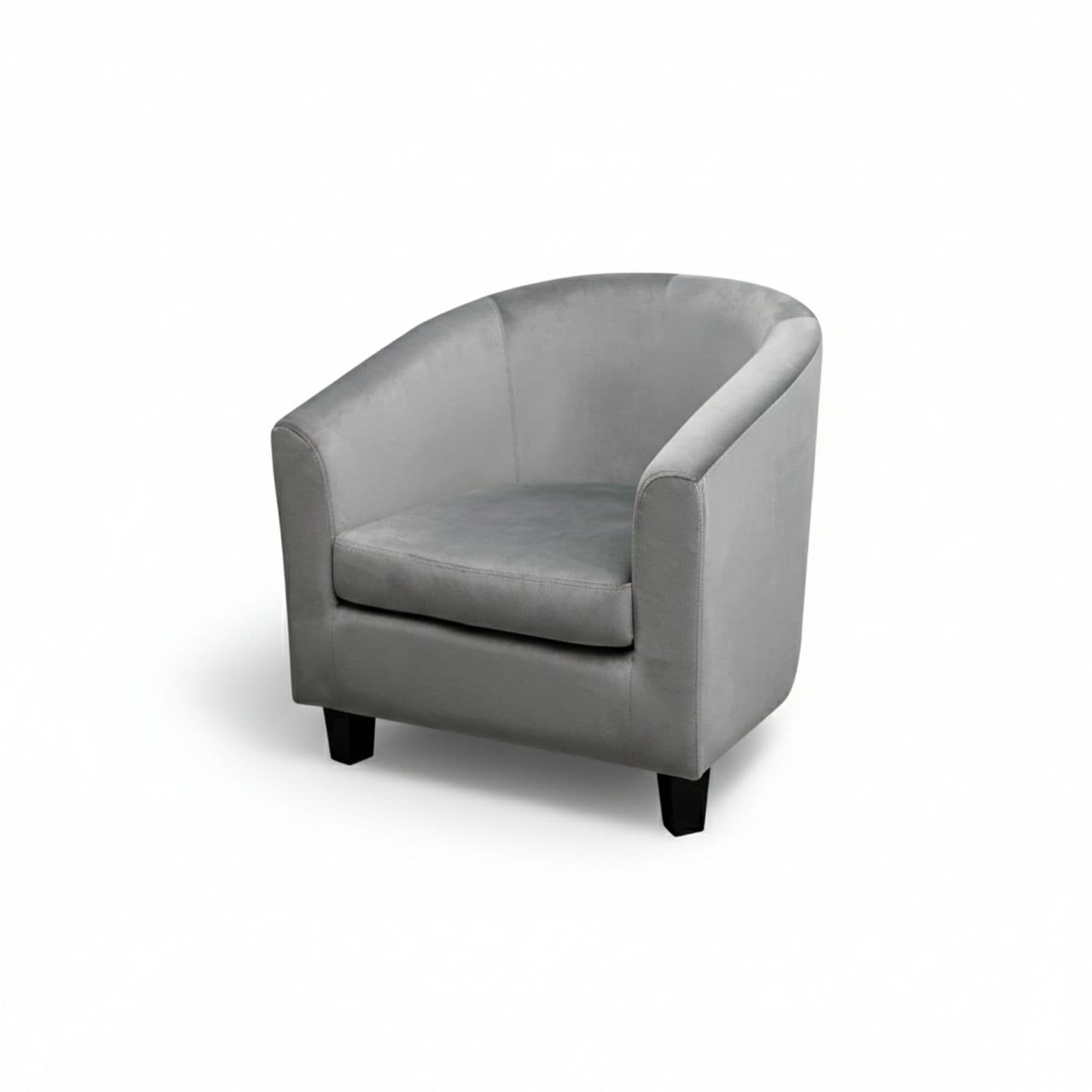 Alivio Modern Velvet Tub Accent Chair – Upholstered Barrel Armchair with Cushioned Seat for Living Room & Bedroom (Grey)