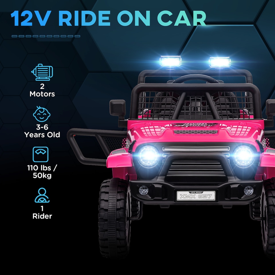 image 1 of AIYAPLAY Kids Ride On Car, 12V Electric Car for Kids with 4 Spring Suspension Wheels, Parental Remote Control, Music Horn LED Lights, Pink