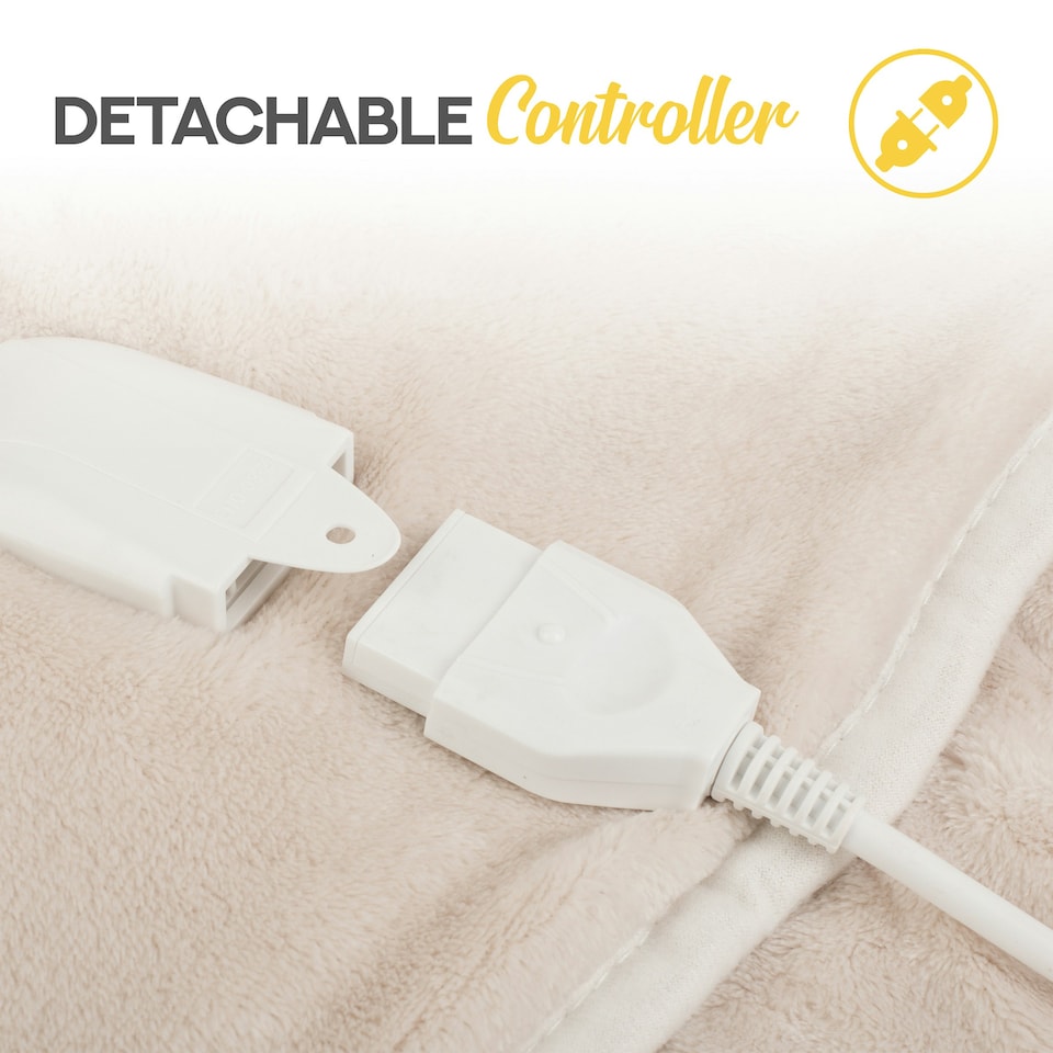 image 1 of MONHOUSE Heated Throw - Single Electric Blanket - 130 x 160 cm - Digital Controller - 9H Timer, 9 Heat Settings, Auto Shutoff