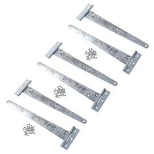 12in / 300mm Heavy Duty T Tee Hinges For Shed + Garden Gates Zinc Plated 6pc